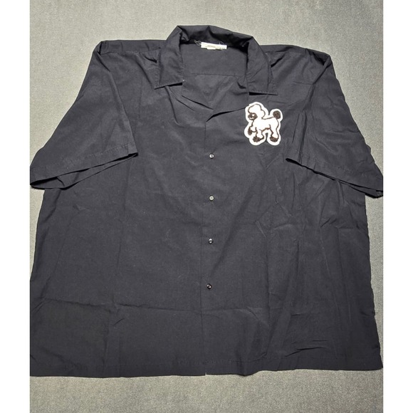 Cruisin USA Bowling Shirt XXL Pink Poodle Patch Black Camp Collar Top - Picture 1 of 9